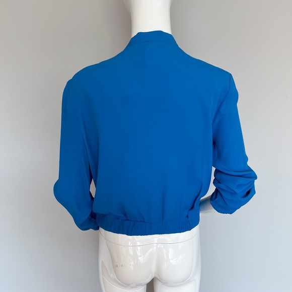 $280 NWT Mariella Rosati Made In Italy Blue Zip Up Top Blouse Long Sleeve 40IT - Picture 9 of 17